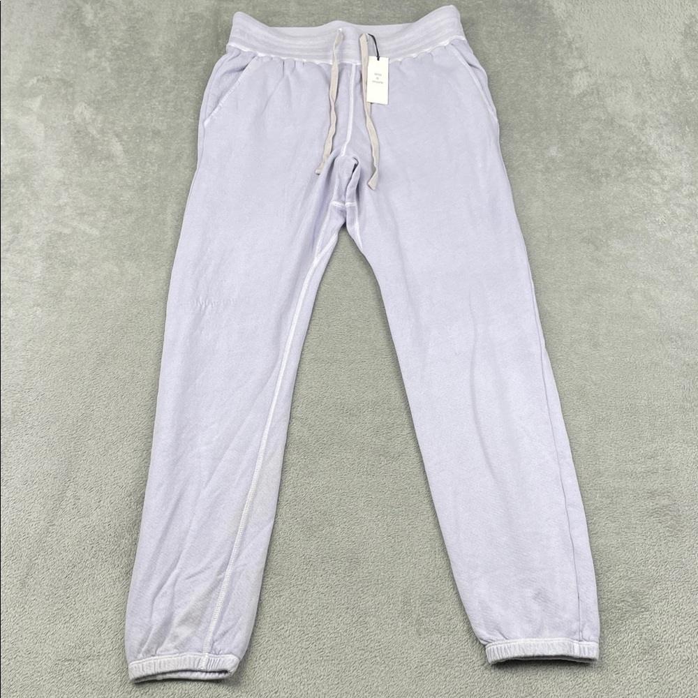 NEW Unsubscribed S 100% Cotton Pastel Orchid Purple Fleece Terry Jogger Pants